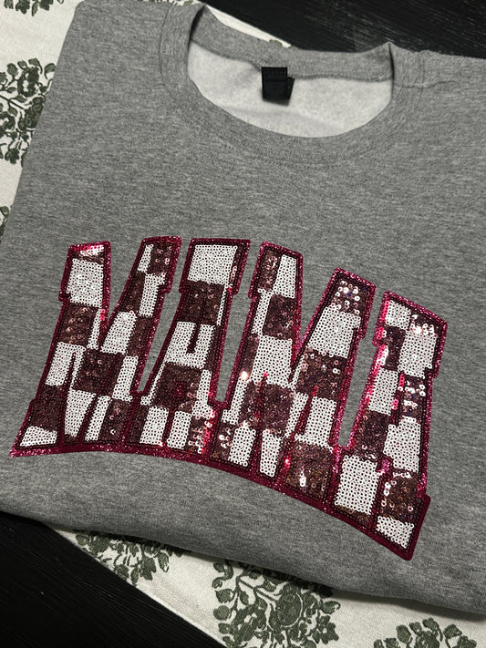 MAMA, Chenille/Sequins Patch Sweatshirt, Large