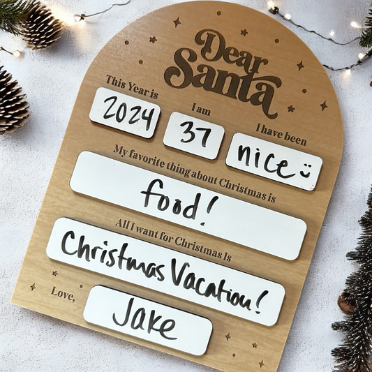 Reusable “Dear Santa” Dry Erase Sign – Perfect for Holiday Photos & Memories