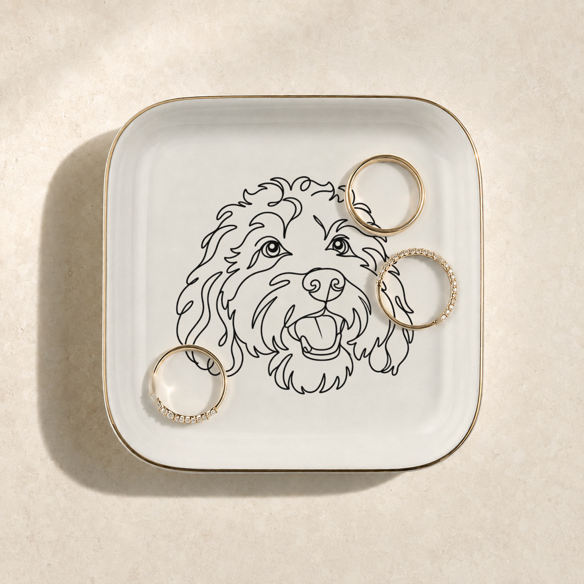 Dog Line Art Ring Dish, Custom From Your Photo