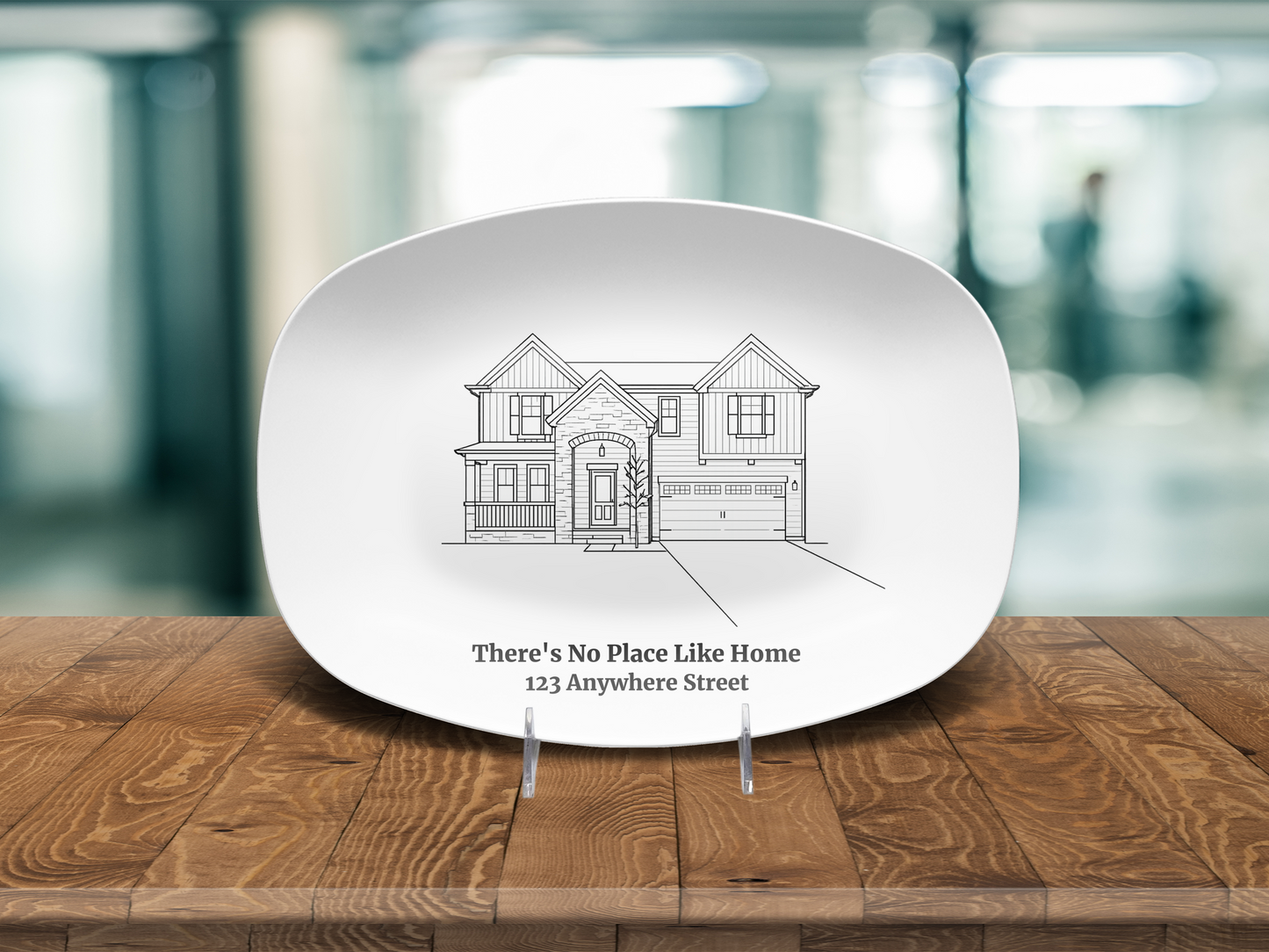 Personalized Home Platter, Custom Line Art Plate from Photo, New Home Gift, Housewarming Gift, Realtor Closing Gift, Family Address Plate