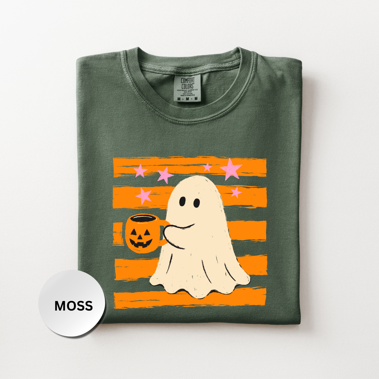 Ghost Shirt, Halloween Coffee Comfort Colors Shirt, Cute Spooky Season Tee, Retro Ghost Graphic Shirt, Fall Coffee Lover Gift