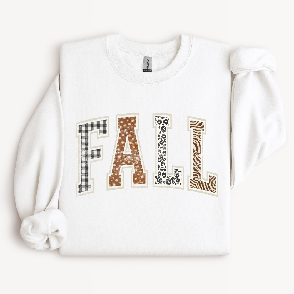 Aesthetic FALL Crewneck Sweatshirt | Plaid & Leopard Print