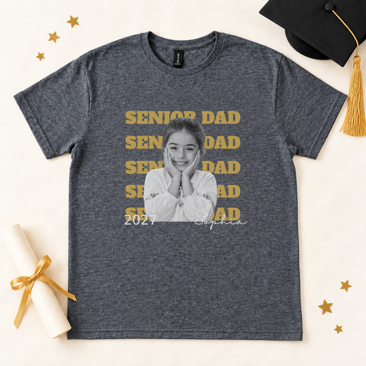 Custom Photo Senior Dad Shirt | Class of 2027 Personalized Dad of a Senior Tee