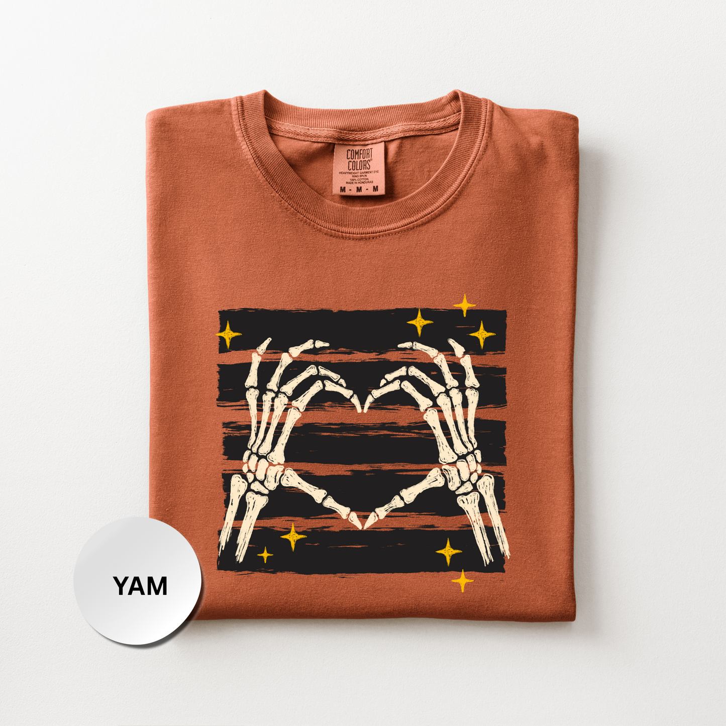 Skeleton Hands Heart Shirt, Halloween Skeleton Comfort Colors 1717 Tee, Spooky Season Graphic Shirt, Cute Gothic Fall Tee, Bone Hands Shirt
