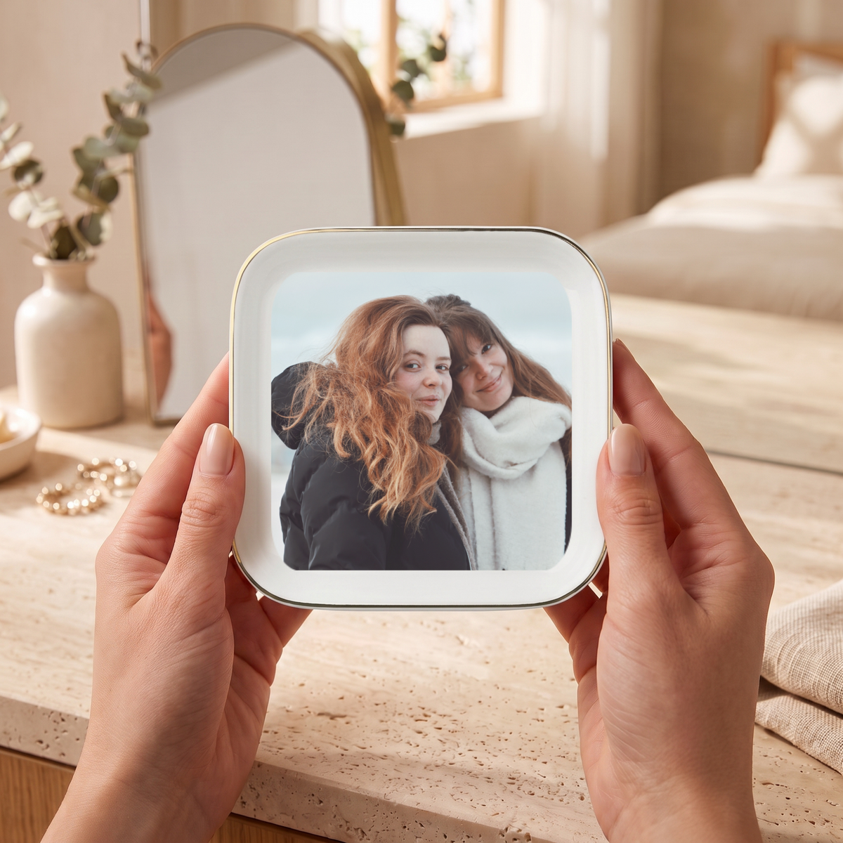 Best Friend Photo Ring Dish, Square Ceramic