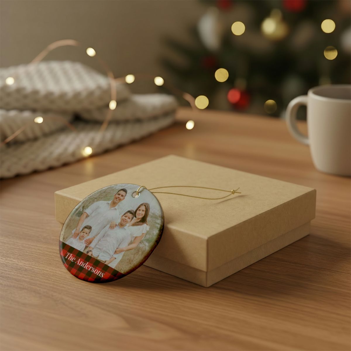 Personalized Family Photo Christmas Card Ornament 2026