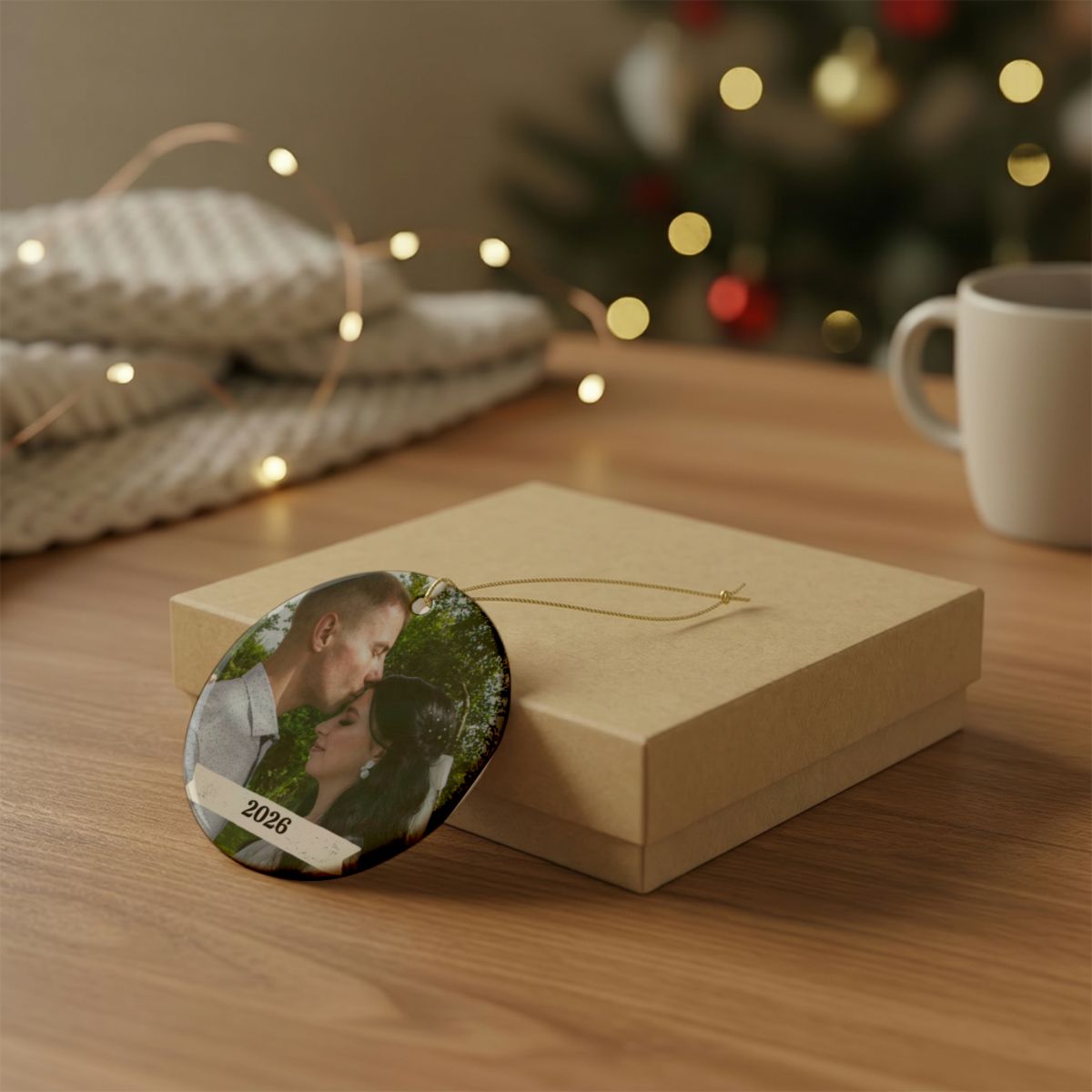 Any Photo Ornament 2026, Personalized Photo Christmas Ornament with Name, Custom Picture Keepsake Gift for Family