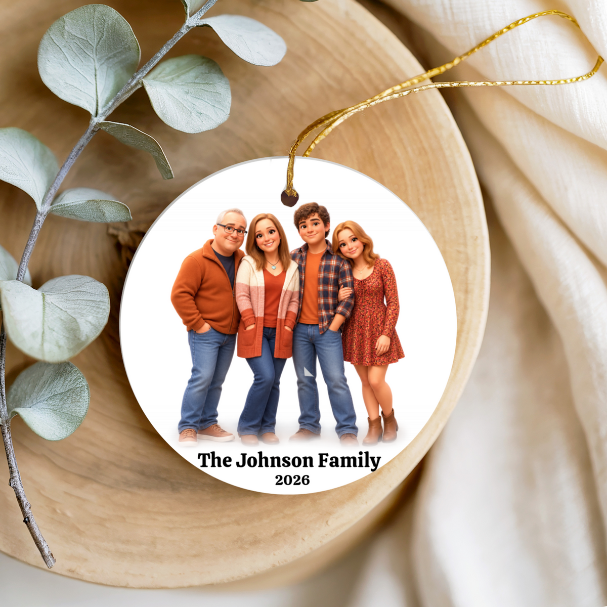 Custom Cartoon Family Portrait Ornament