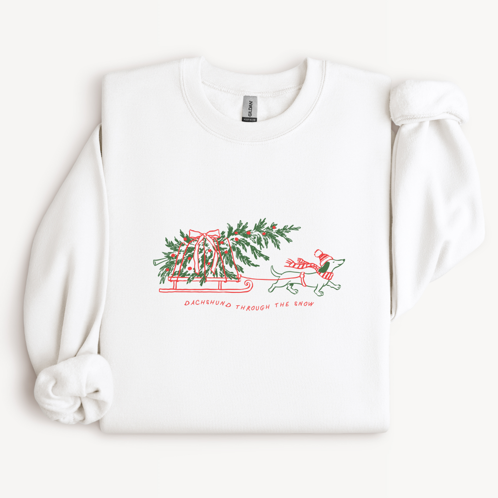 Dachshund Through the Snow Christmas Sweatshirt | Wiener Dog Crewneck