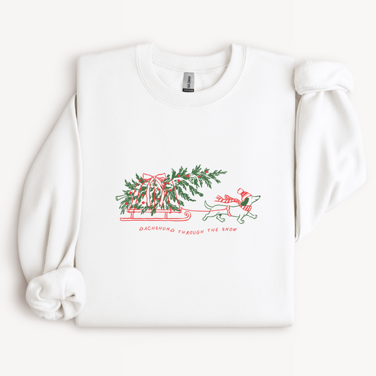 Dachshund Through the Snow Christmas Sweatshirt | Wiener Dog Crewneck