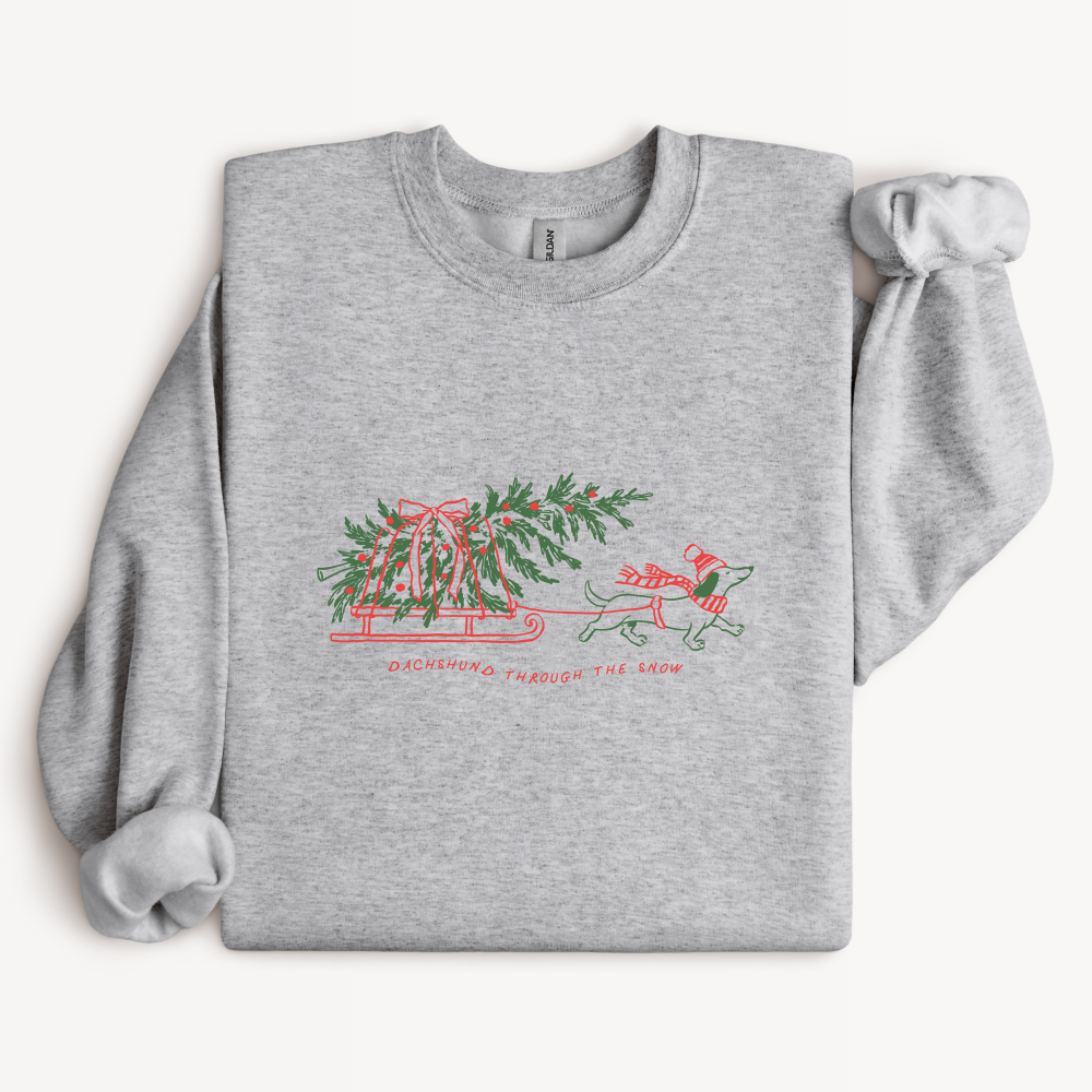 Dachshund Through the Snow Christmas Sweatshirt | Wiener Dog Crewneck