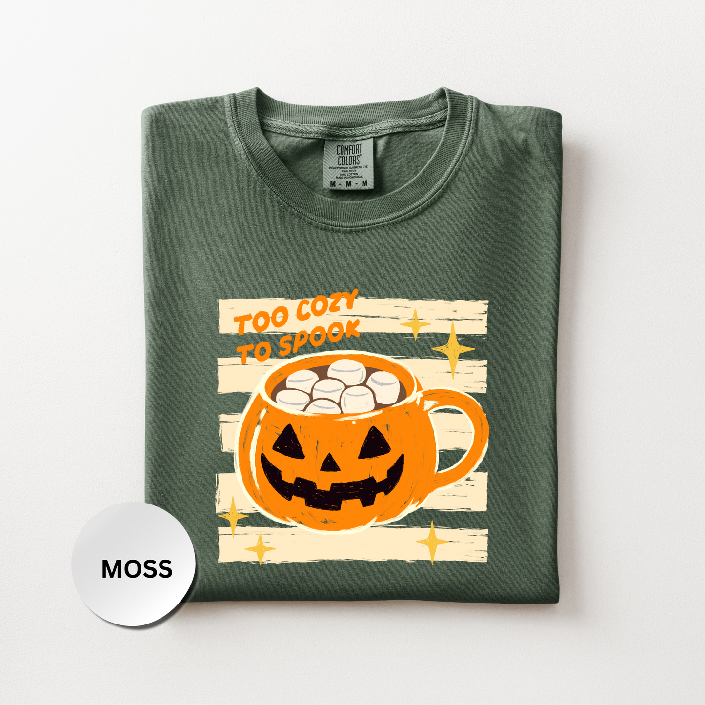 Halloween Coffee Shirt, Cozy Halloween Comfort Colors Shirt, Too Cozy to Spook Graphic Tee, Cute Spooky Season Shirt, Fall Coffee Lover Gift