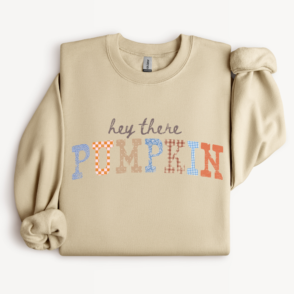 Retro Pumpkin Season Crewneck Sweatshirt | Fall Patchwork Design