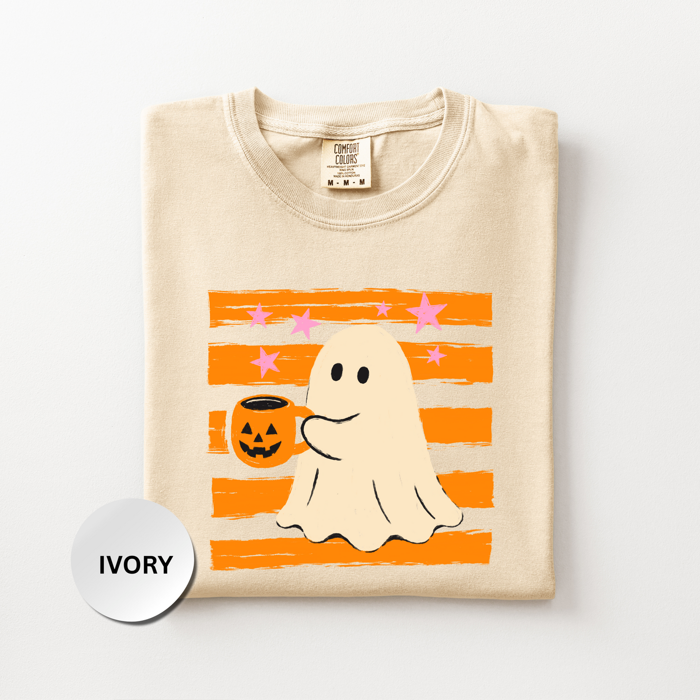 Ghost Shirt, Halloween Coffee Comfort Colors Shirt, Cute Spooky Season Tee, Retro Ghost Graphic Shirt, Fall Coffee Lover Gift