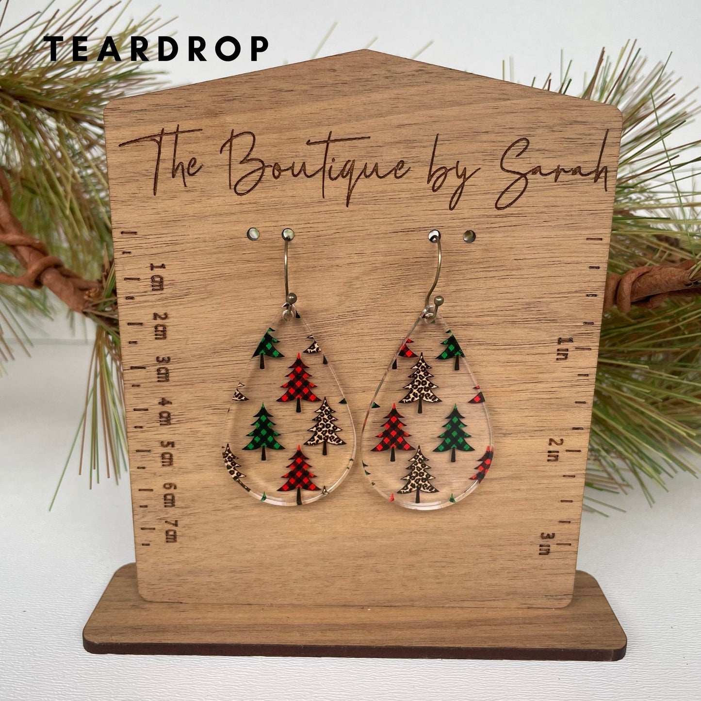 Christmas Tree Earrings, Leopard Print, Buffalo Plaid, Christmas Tree, Winter Earrings, Xmas Earrings, Holiday Jewelry, Teacher Earrings