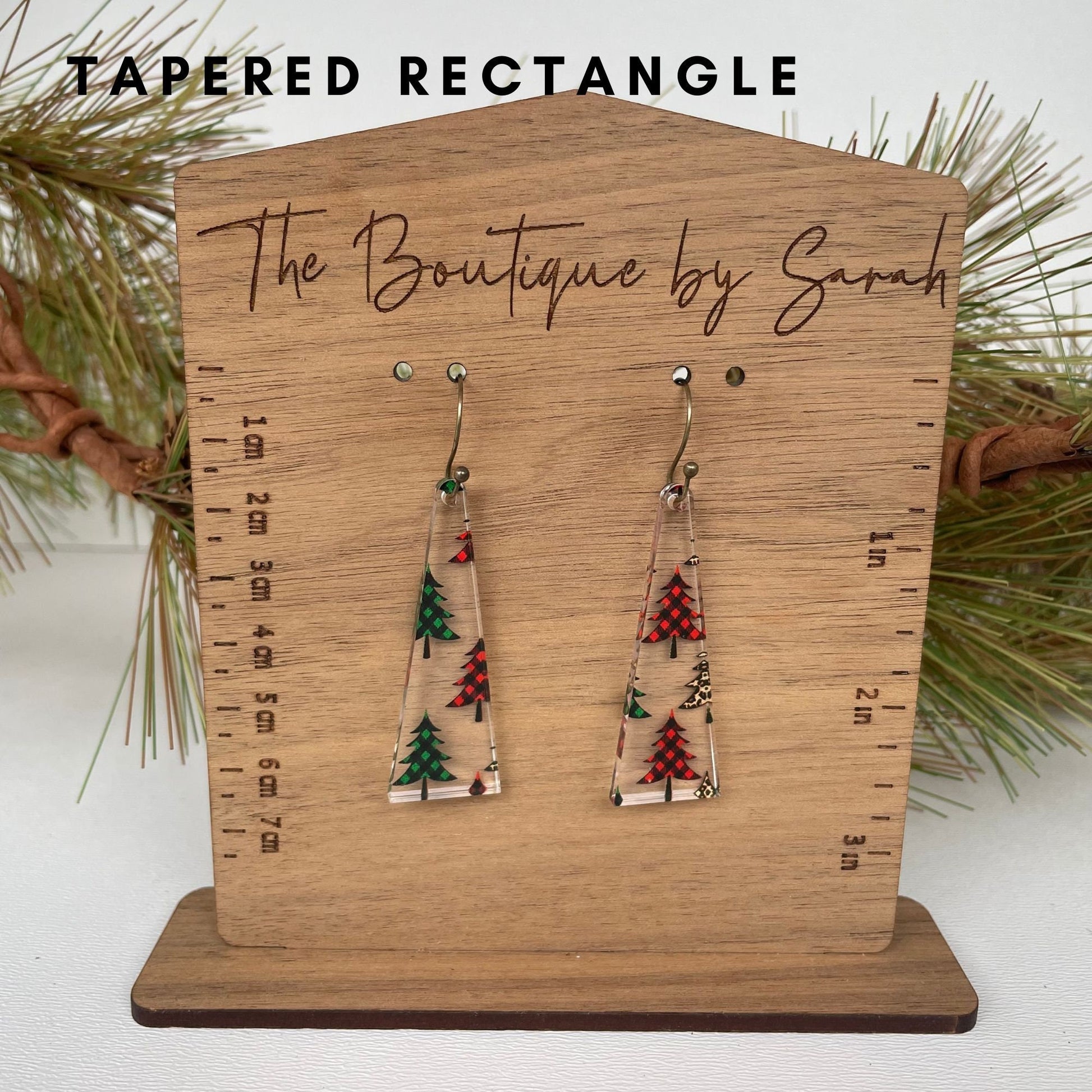 Christmas Tree Earrings, Leopard Print, Buffalo Plaid, Christmas Tree, Winter Earrings, Xmas Earrings, Holiday Jewelry, Teacher Earrings