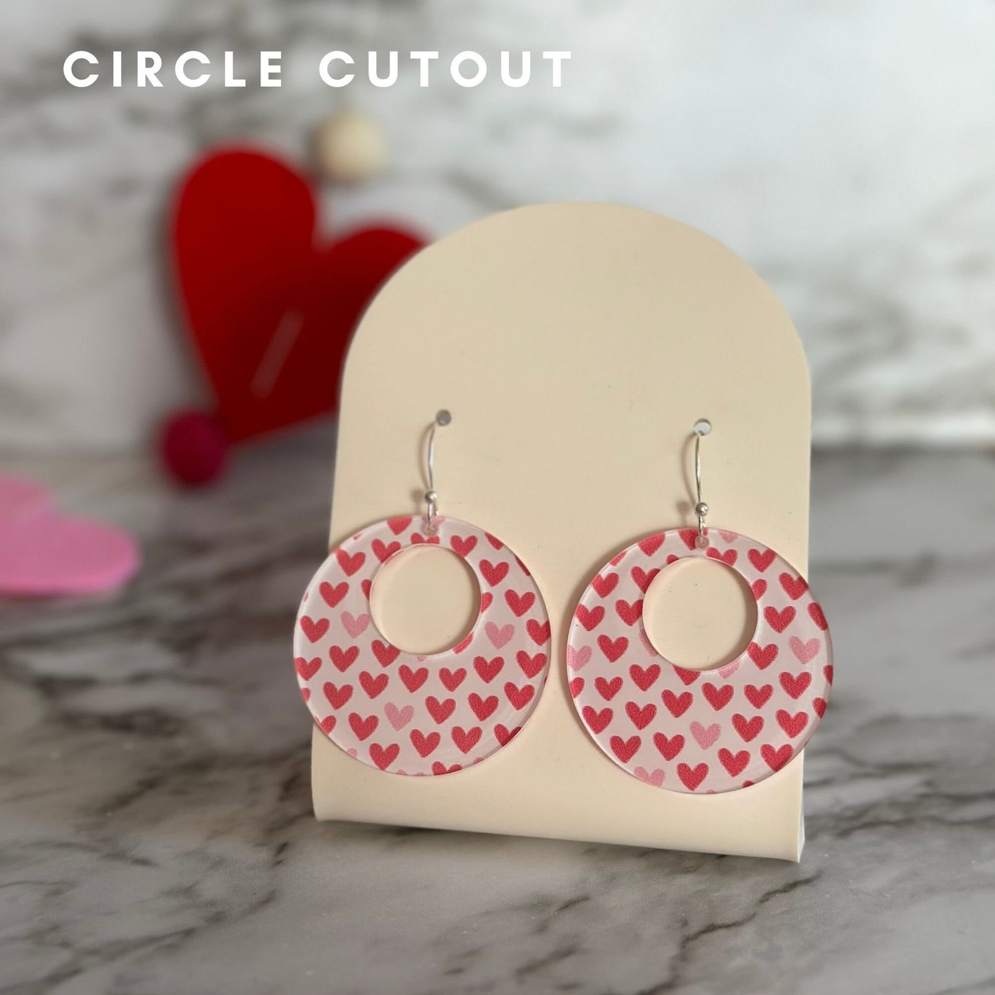 Valentine's Dangle Earrings, Pink Heart Earrings, Acrylic Earrings, Valentines Jewelry for Her, Girlfriend Gift, VDay Gift, Galentines Day