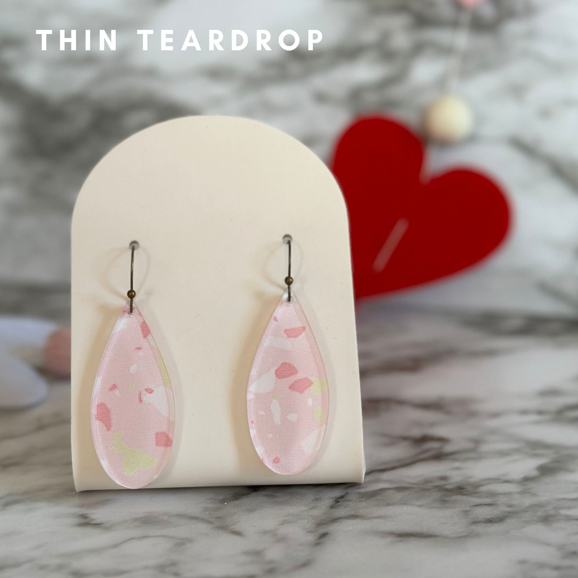 Valentine's Earrings, Pink Terrazzo Earrings, Acrylic Dangle Earrings, Valentines Jewelry for Her, Girlfriend Gift, VDay Gift, Galentines