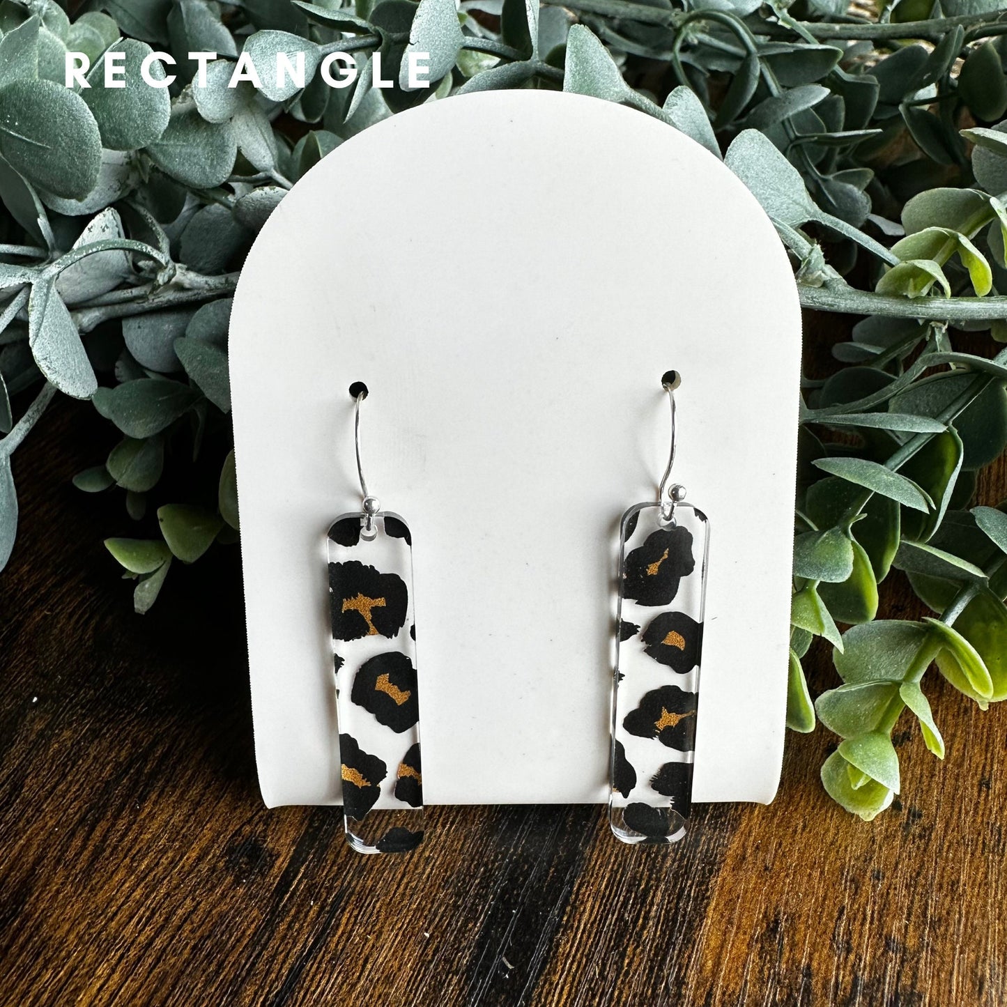 Leopard Print Earrings, Acrylic Earrings, Animal Print Dangle Earrings, Gift for Girlfriend, Geometric Jewelry Gift for Her