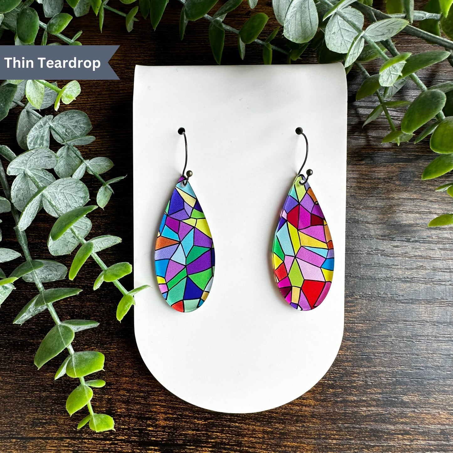 Stained Glass Earrings, Dangle Earrings, Colorful Earrings, Statement Jewelry, Dangle Earrings for Her, Teacher Earrings, Rainbow Earrings