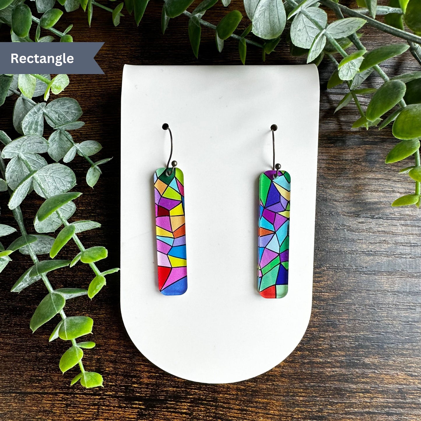 Stained Glass Earrings, Dangle Earrings, Colorful Earrings, Statement Jewelry, Dangle Earrings for Her, Teacher Earrings, Rainbow Earrings