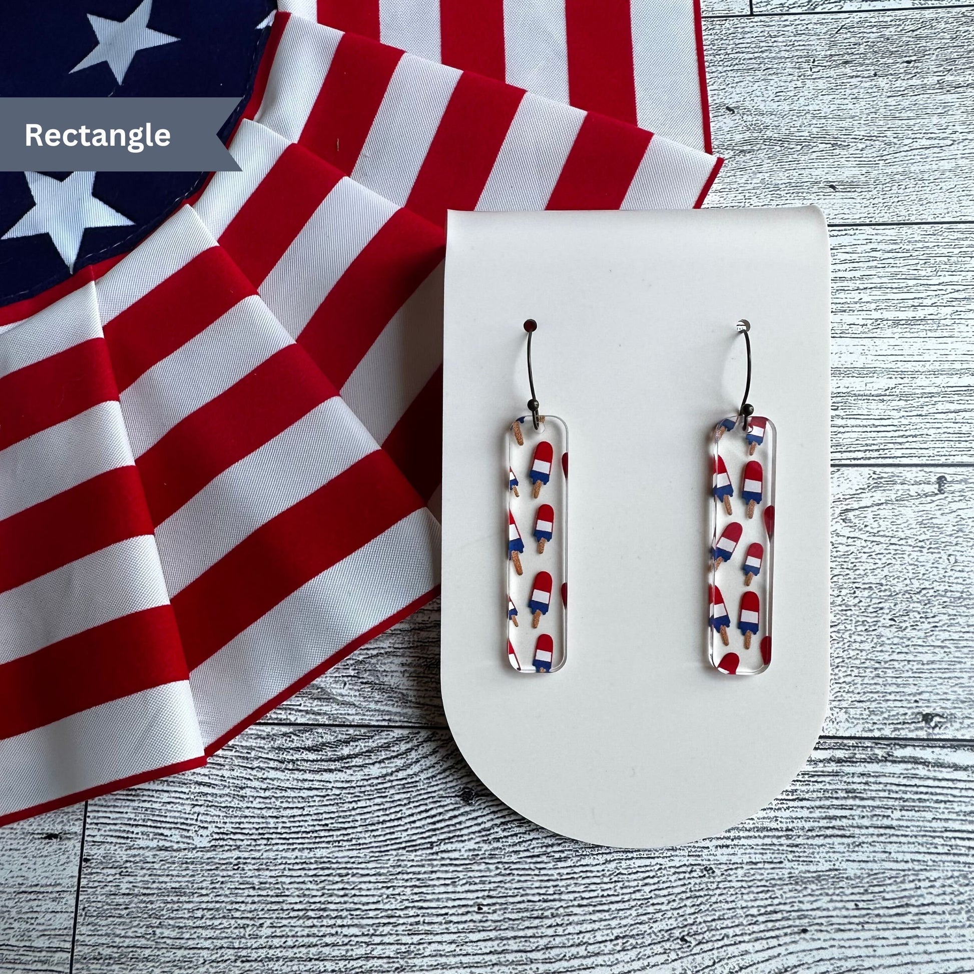 Fourth of July Earrings, Patriotic Earrings, USA Popsicle, Rocket Pop, Bomb Pop, American Flag, 4th of July, Red, White, Blue, Nostalgia