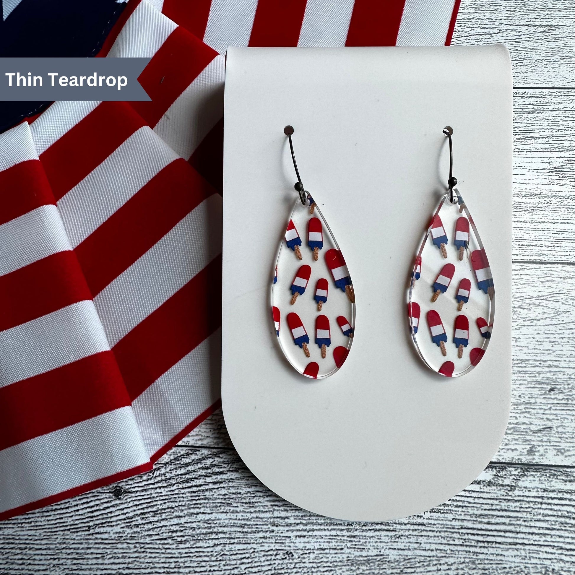 Fourth of July Earrings, Patriotic Earrings, USA Popsicle, Rocket Pop, Bomb Pop, American Flag, 4th of July, Red, White, Blue, Nostalgia