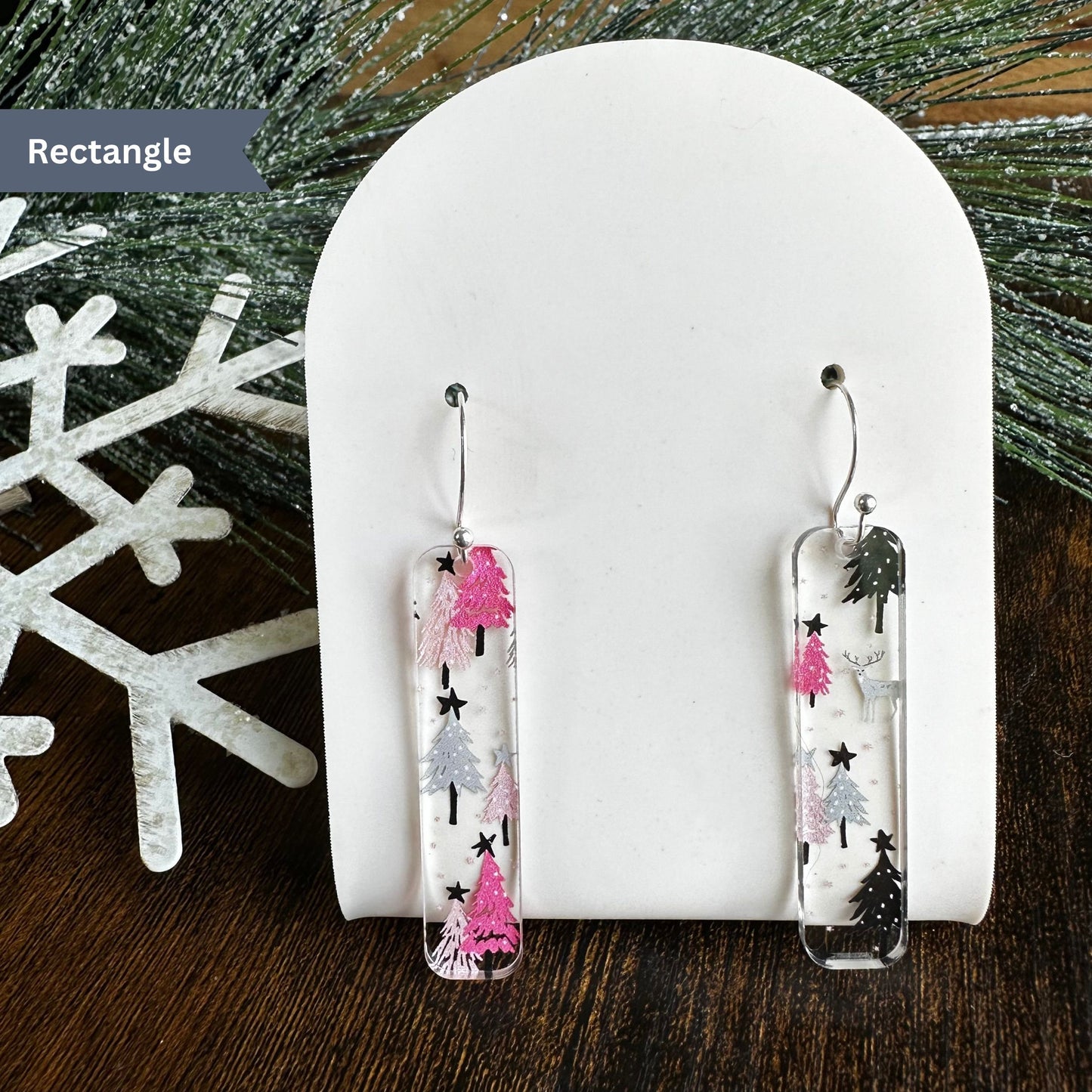 Holiday Earrings, Pink Christmas, Christmas Earrings, Winter Earrings, Holiday Gift, Christmas, Gift, Christmas Dangle, Pink Earrings