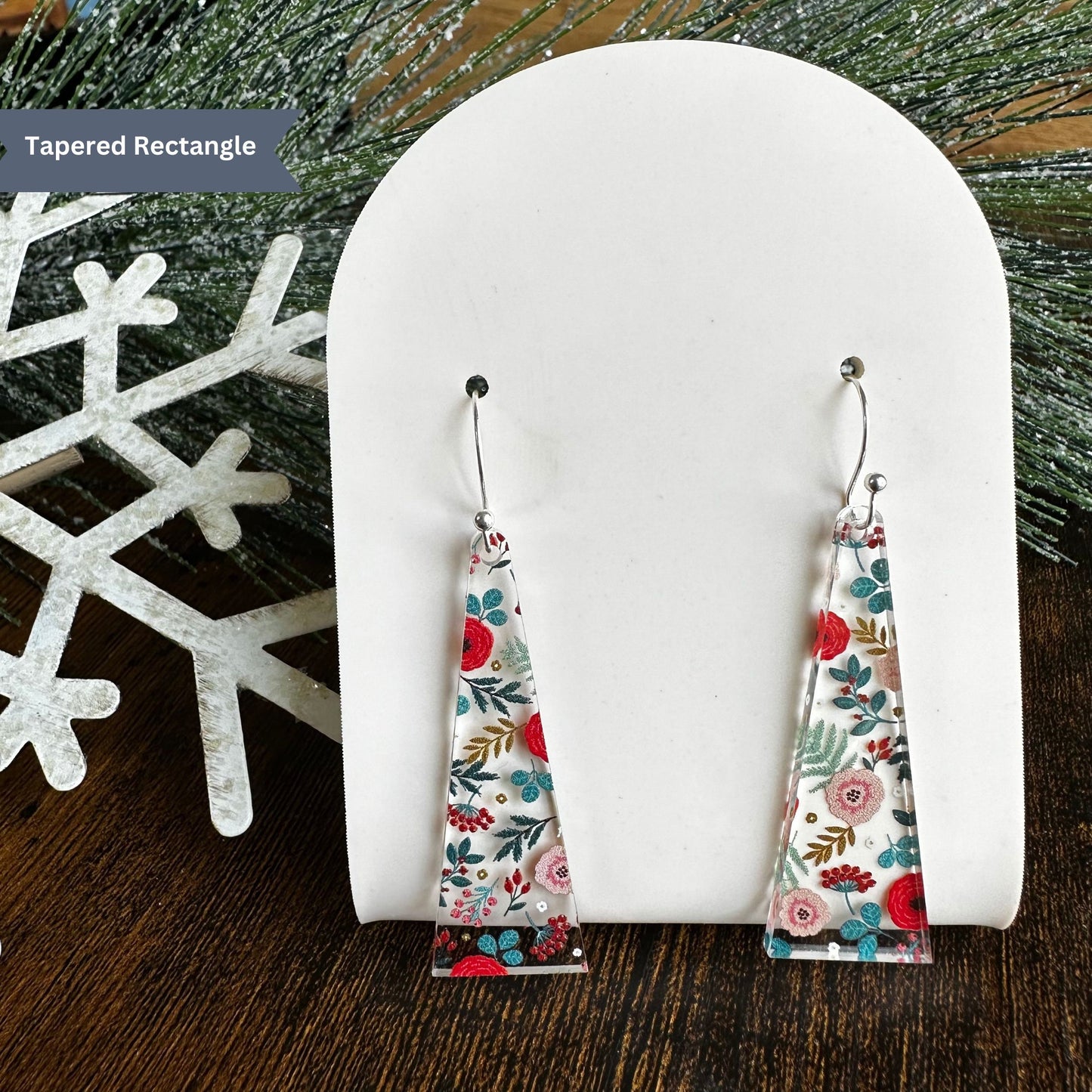 Christmas Earrings, Floral Earrings, Christmas Floral, Holiday Earrings, Poinsettia, Christmas Flowers, Dangle Christmas, Christmas Gift