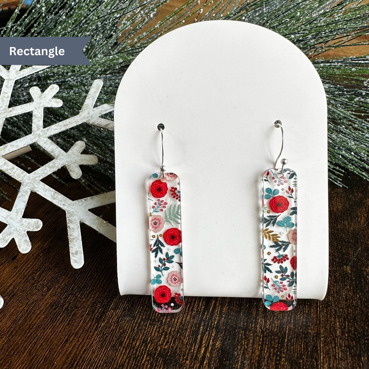 Christmas Earrings, Floral Earrings, Christmas Floral, Holiday Earrings, Poinsettia, Christmas Flowers, Dangle Christmas, Christmas Gift