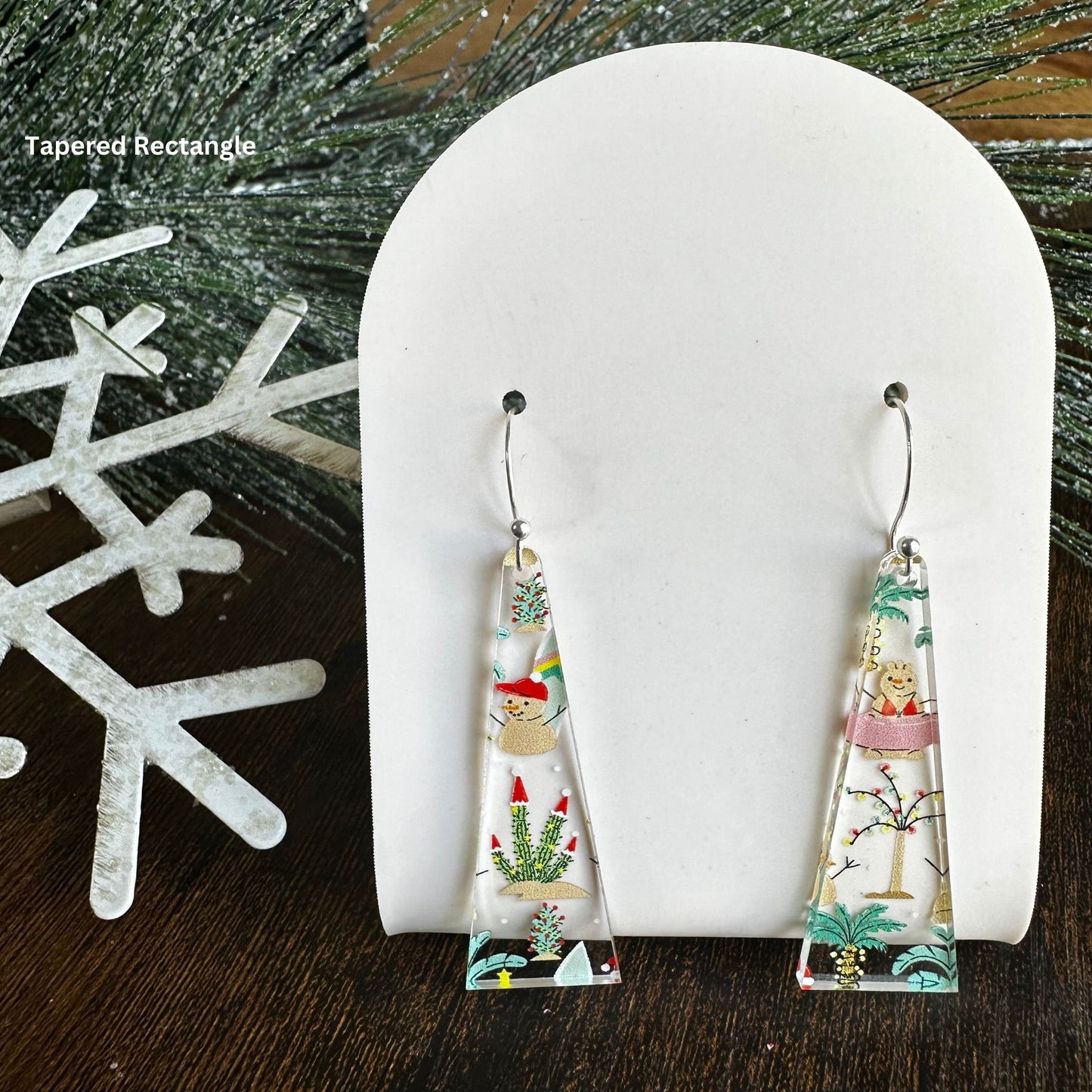 Christmas Earrings, Beach Christmas, Christmas Cactus, Vacation, Snowman, Holiday, Vacation Earrings, Palm Trees, Christmas at the Beach