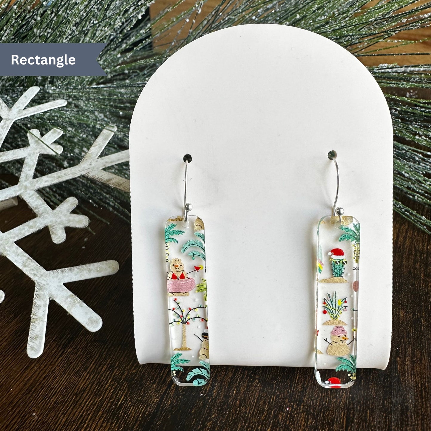 Christmas Earrings, Beach Christmas, Christmas Cactus, Vacation, Snowman, Holiday, Vacation Earrings, Palm Trees, Christmas at the Beach