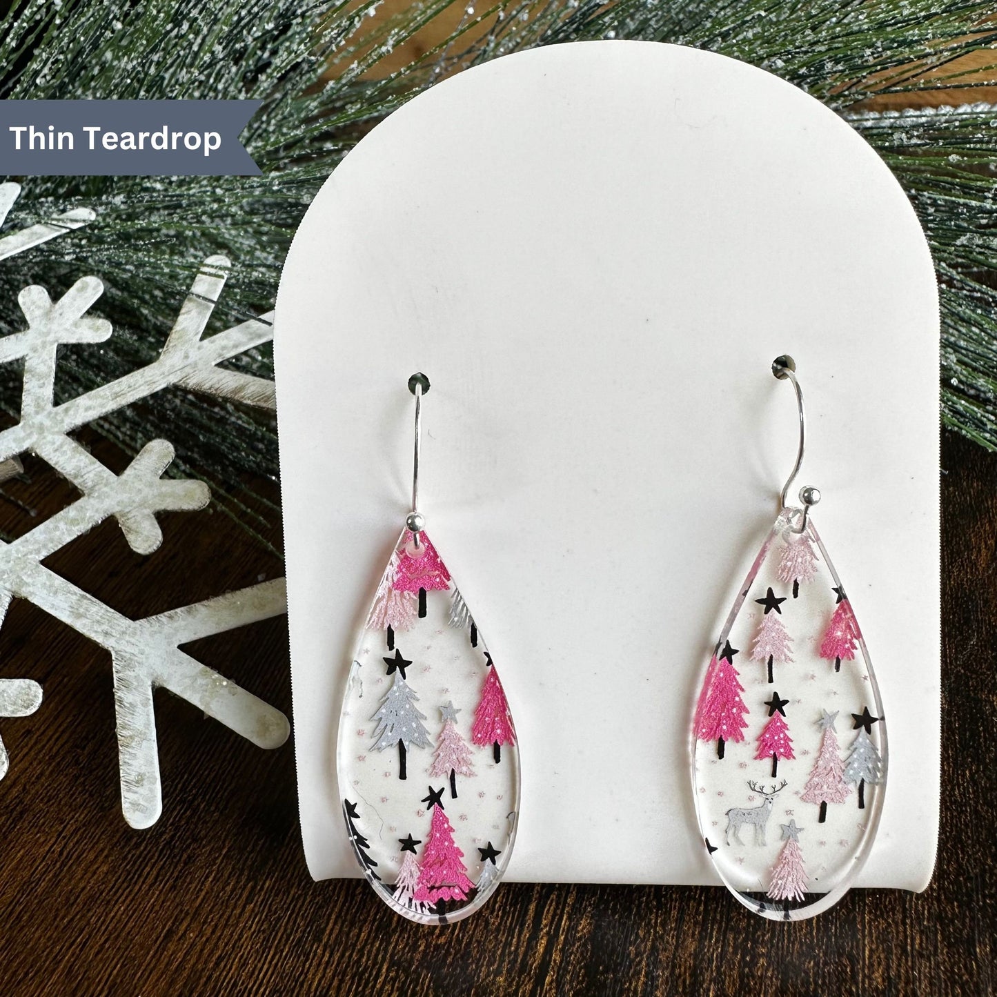 Holiday Earrings, Pink Christmas, Christmas Earrings, Winter Earrings, Holiday Gift, Christmas, Gift, Christmas Dangle, Pink Earrings