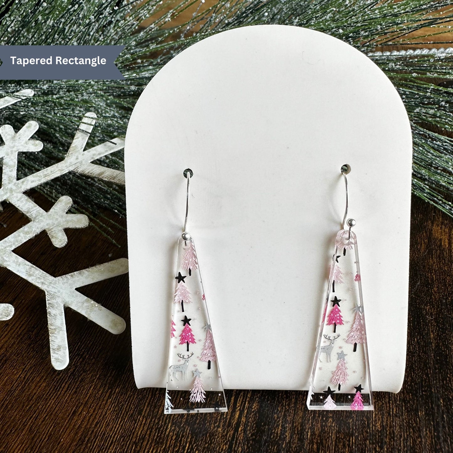 Holiday Earrings, Pink Christmas, Christmas Earrings, Winter Earrings, Holiday Gift, Christmas, Gift, Christmas Dangle, Pink Earrings