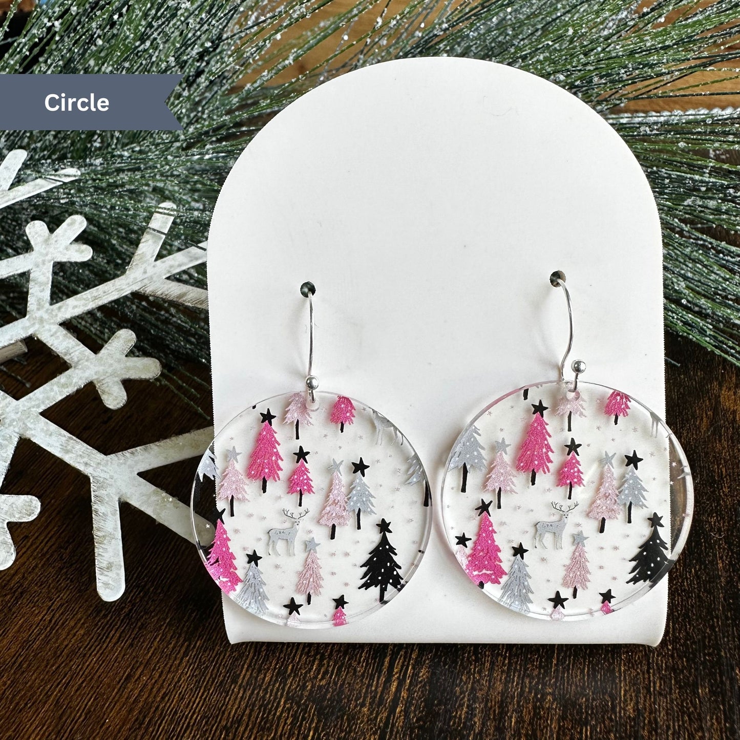 Holiday Earrings, Pink Christmas, Christmas Earrings, Winter Earrings, Holiday Gift, Christmas, Gift, Christmas Dangle, Pink Earrings