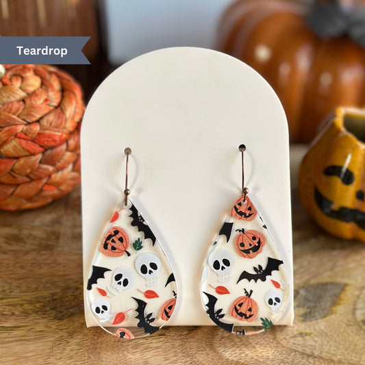 Halloween Earrings, Trick or Treat Jewelry, Jack O' Lantern, Skeleton, Bat, Fall Vibes, Spooky Season, October Jewelry, Teacher Earrings