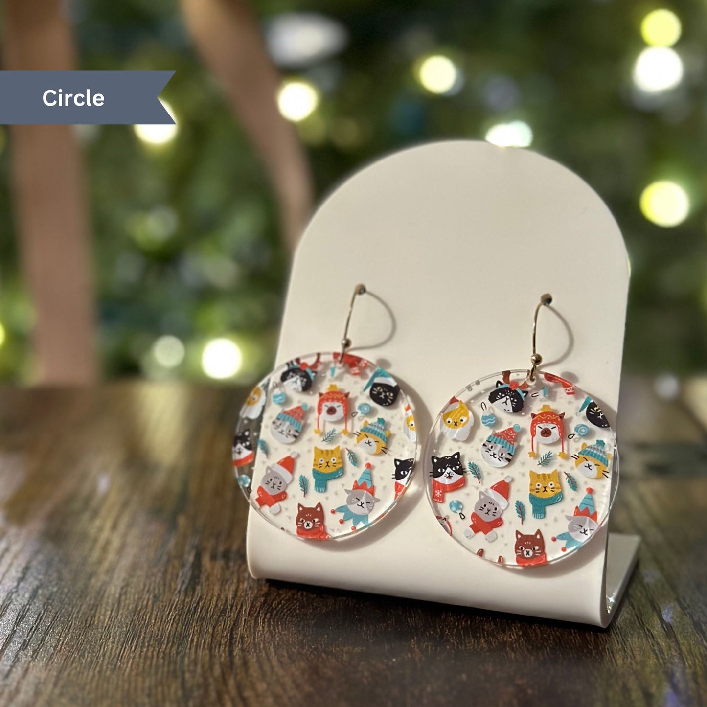 Cat Earrings Dangle, Christmas Cat Earrings, Cat Lover Gift, Cat Lover, Christmas Earrings, Christmas Dangle, Winter Earrings, Cute Cat Gift