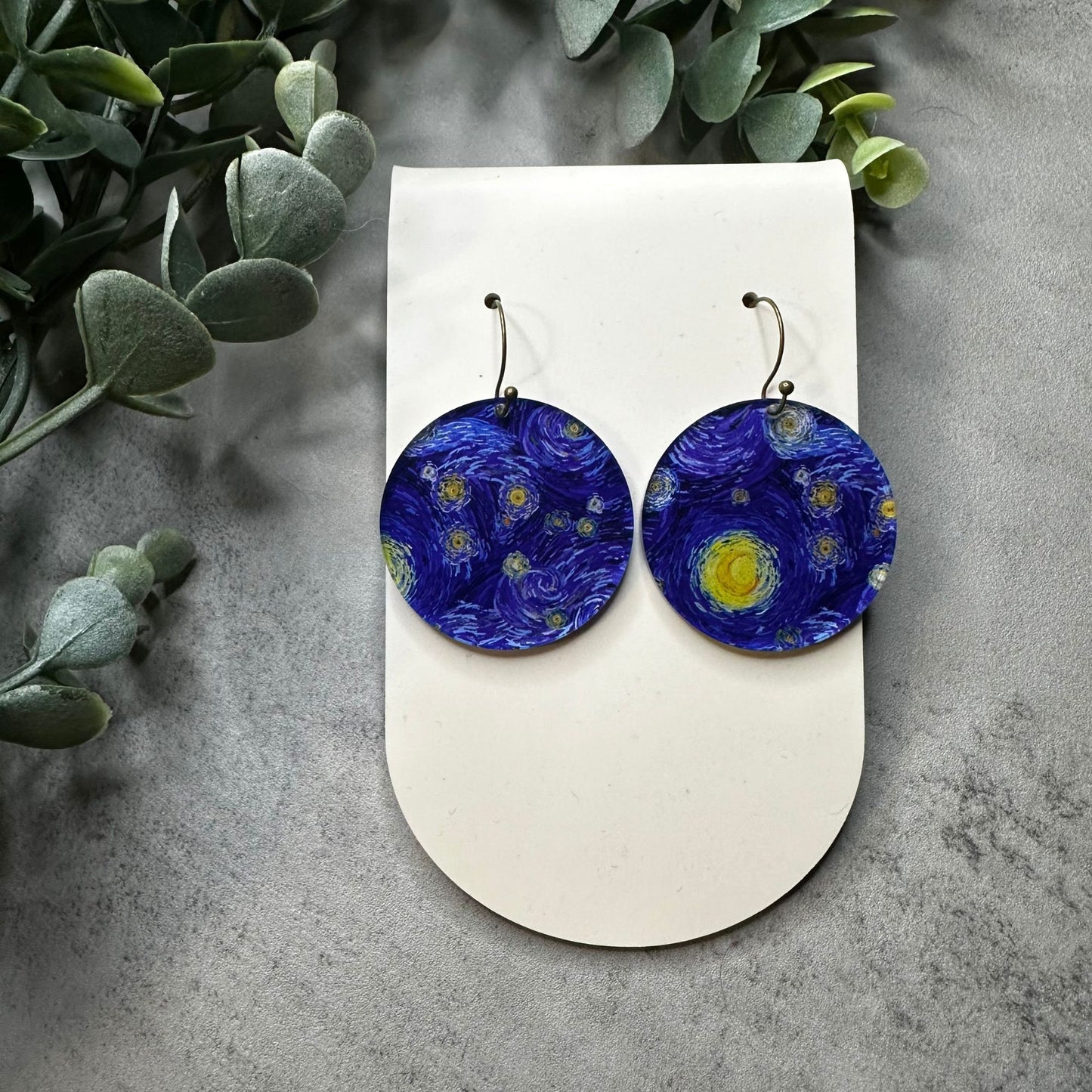 Starry Night Earrings, Van Gogh, Fine Art Earrings, Artist Jewelry, Night Sky, Blue Swirls, Impressionist, Impressionism