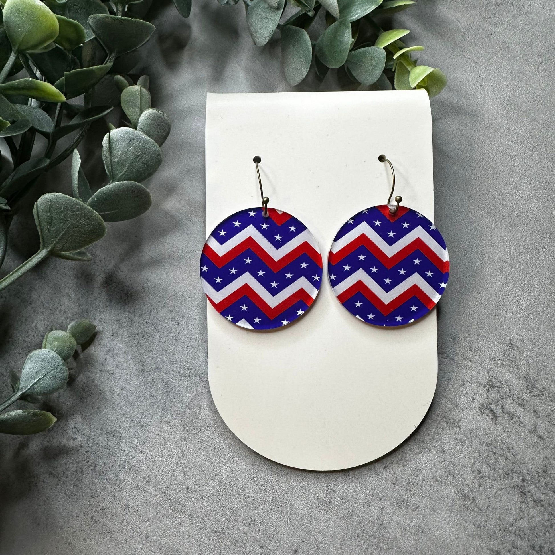 Patriotic Earrings, 4th of July Earrings, USA Earrings, Stars and Stripes, Freedom, Independence Day, Red White and Blue Earrings, Chevron