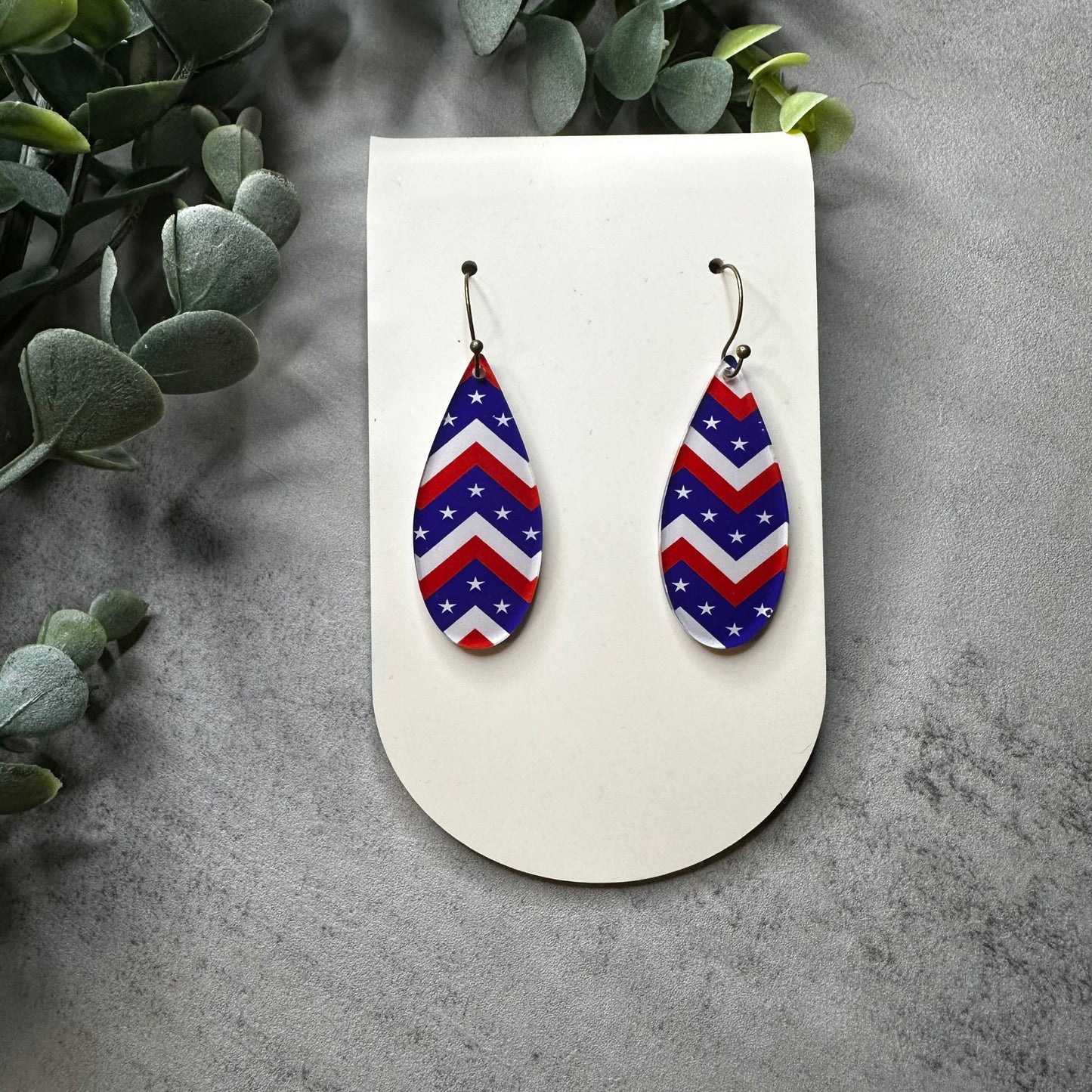 Patriotic Earrings, 4th of July Earrings, USA Earrings, Stars and Stripes, Freedom, Independence Day, Red White and Blue Earrings, Chevron