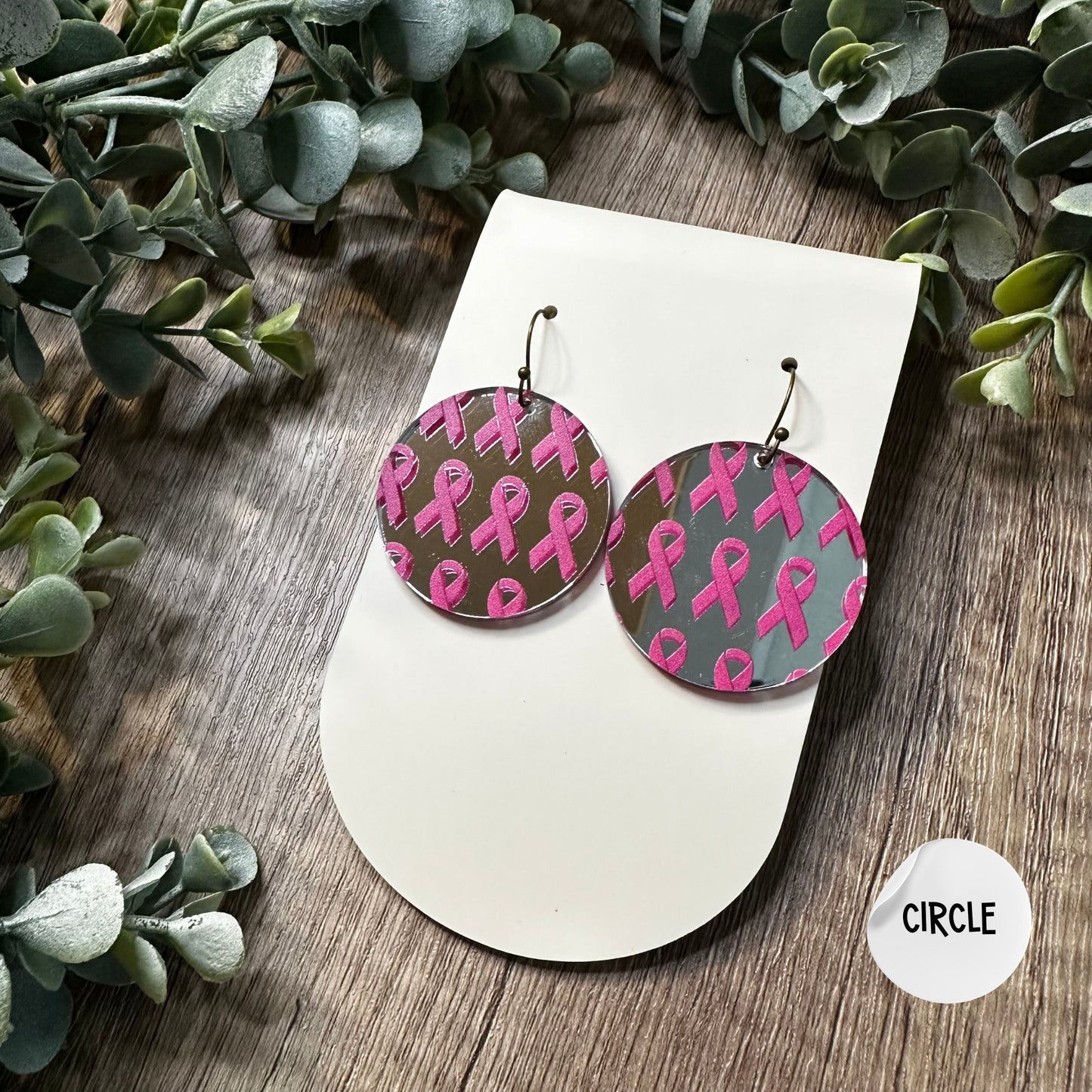 Breast Cancer Earrings, Cancer Earrings, Pink Ribbon, Cancer Survivor, Cancer Fighter, Ribbon Earrings, Mirror Acrylic, October, Awareness