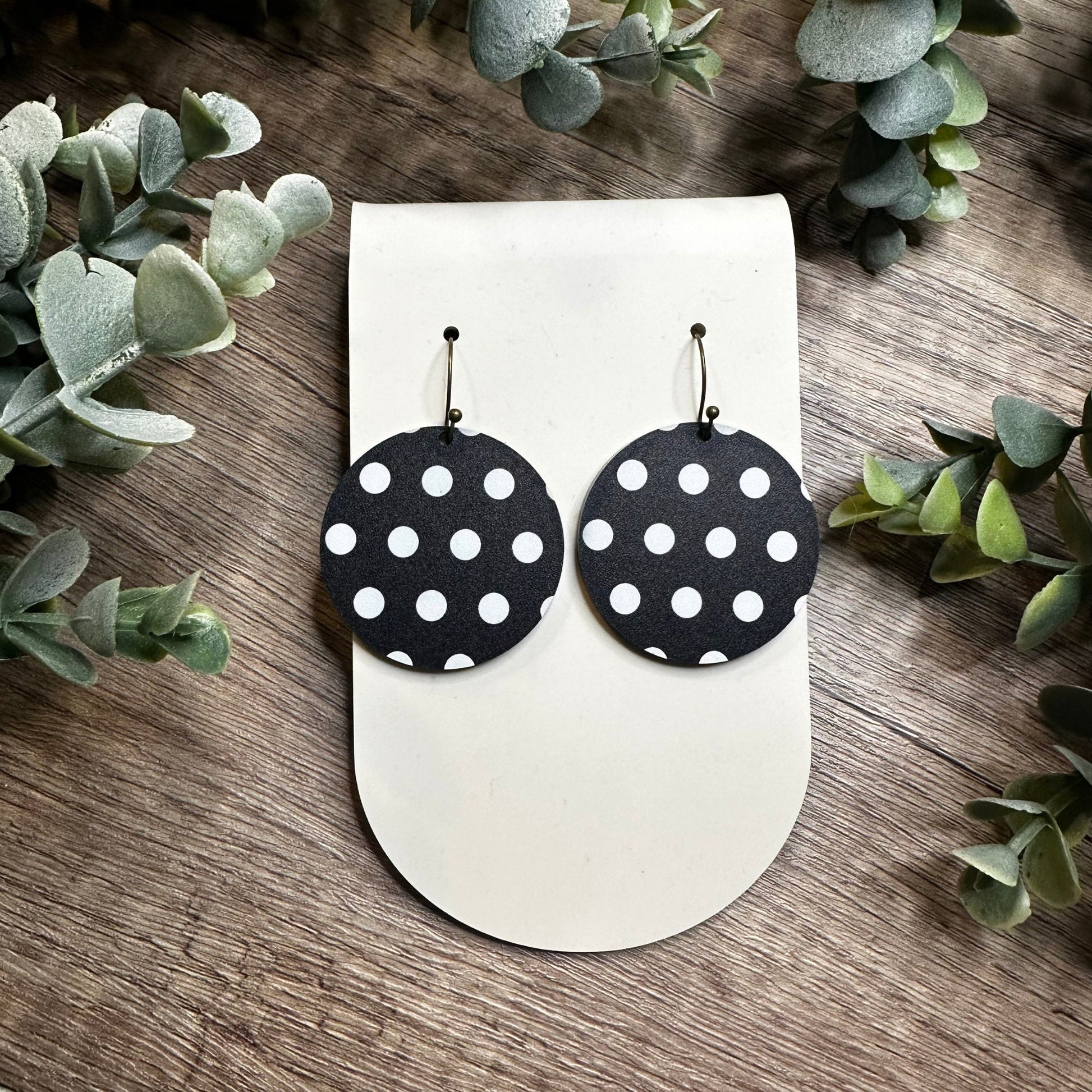 Polka Dot Earrings, Black and White Earrings, Dangle Earrings, 50s Retro Earrings, Little Black Dress, Teacher Earrings, Classy Earrings