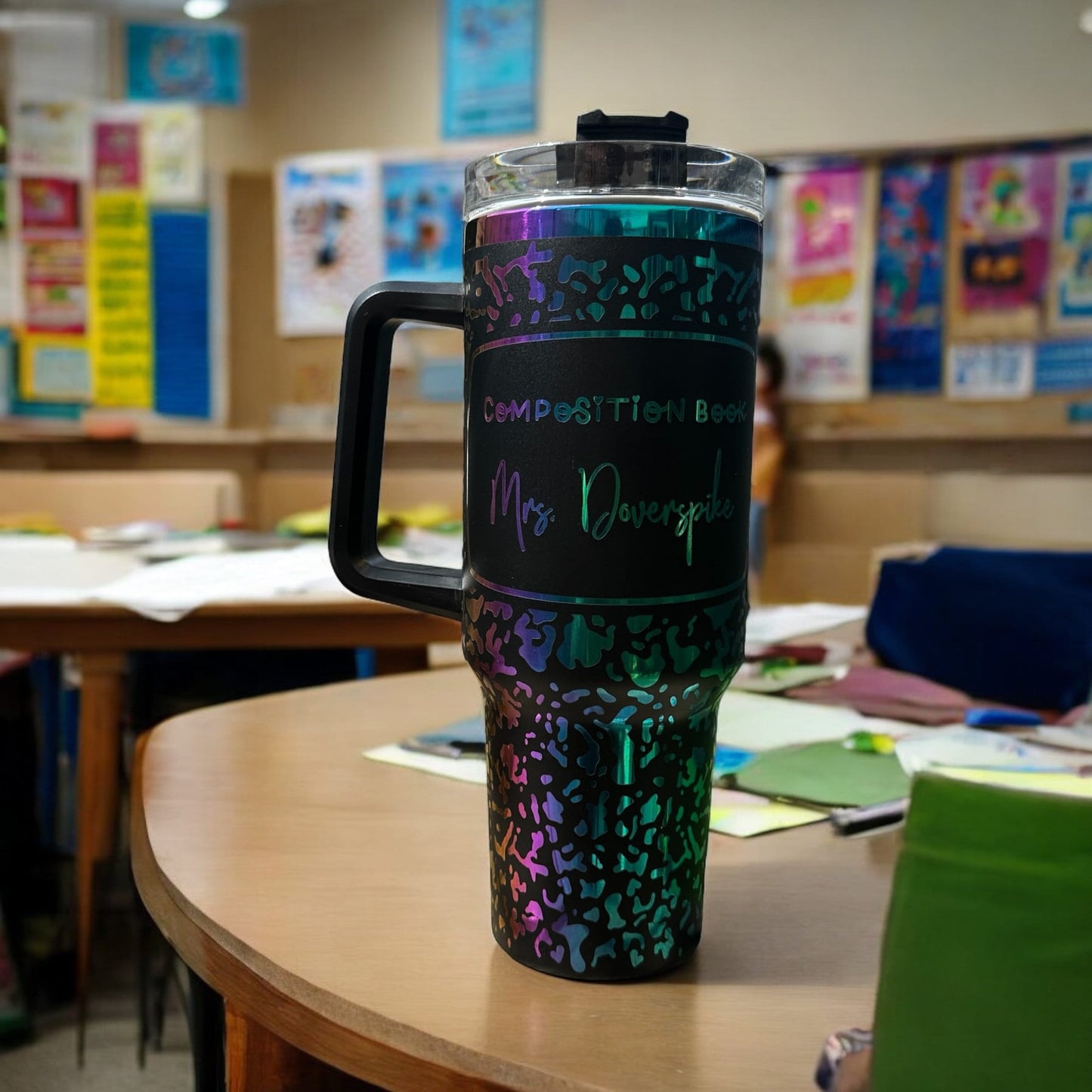 Personalized Teacher Tumbler, 40 oz Tumbler with Handle, Laser Engraved Tumbler, Teacher Gift, Back to School, Custom Teacher Tumbler