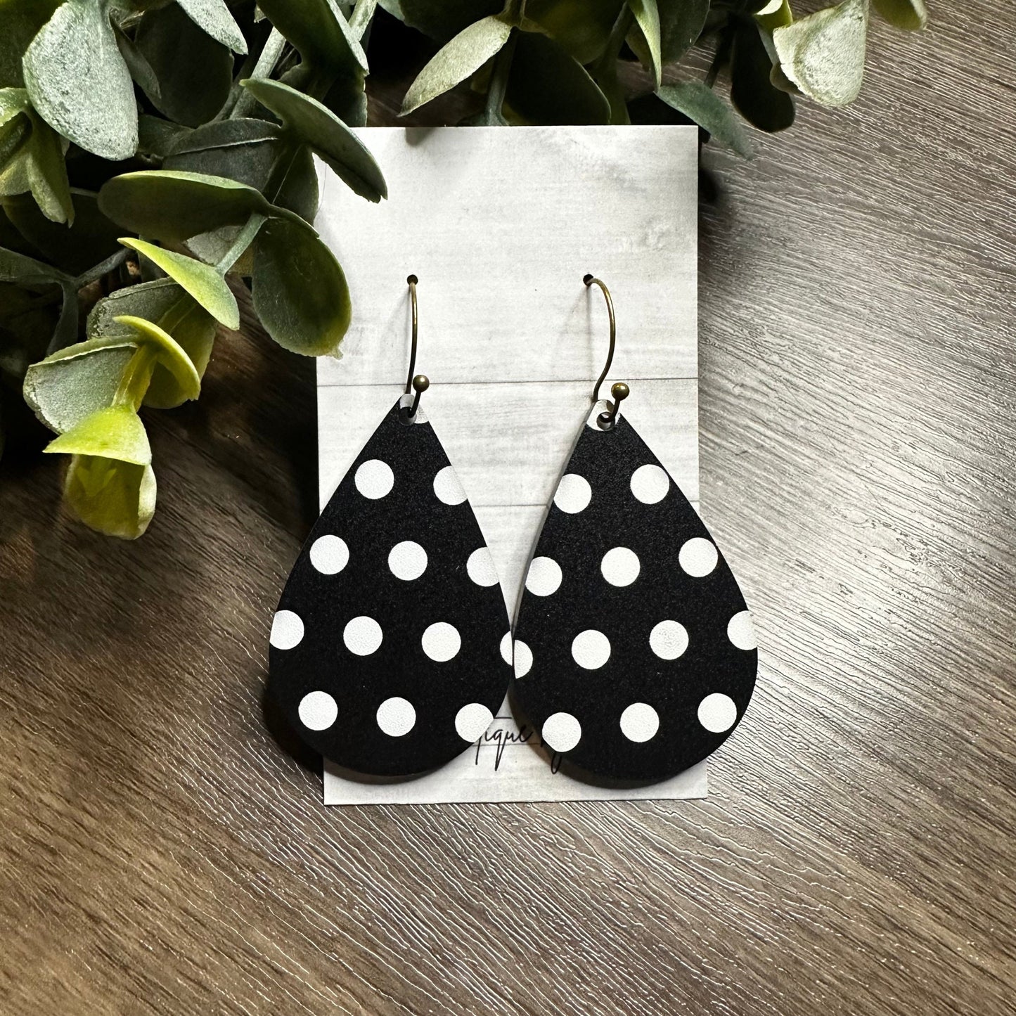 Polka Dot Earrings, Black and White Earrings, Dangle Earrings, 50s Retro Earrings, Little Black Dress, Teacher Earrings, Classy Earrings