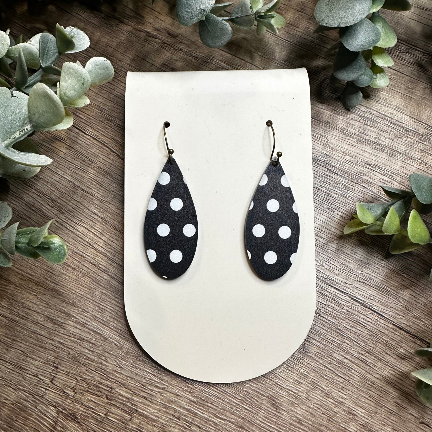 Polka Dot Earrings, Black and White Earrings, Dangle Earrings, 50s Retro Earrings, Little Black Dress, Teacher Earrings, Classy Earrings