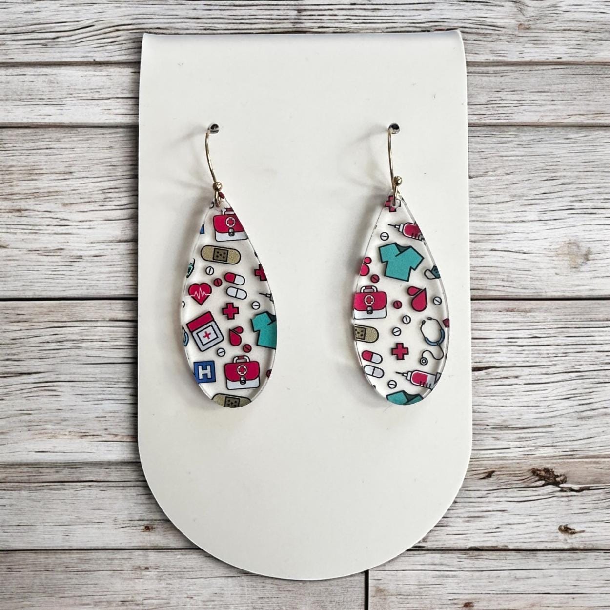 Nurse Earrings, Medical Earrings, Scrub Life Earrings, Healthcare Earrings, Acrylic Dangle Earrings, Lightweight Earrings, Gift for Nurses