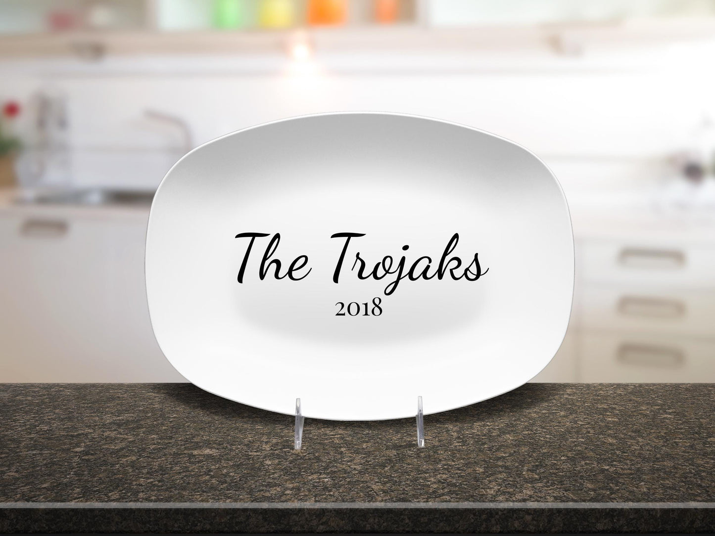 Personalized Family Name Serving Platter, Custom Last Name Plate with Established Year, Wedding & Anniversary Gift Keepsake