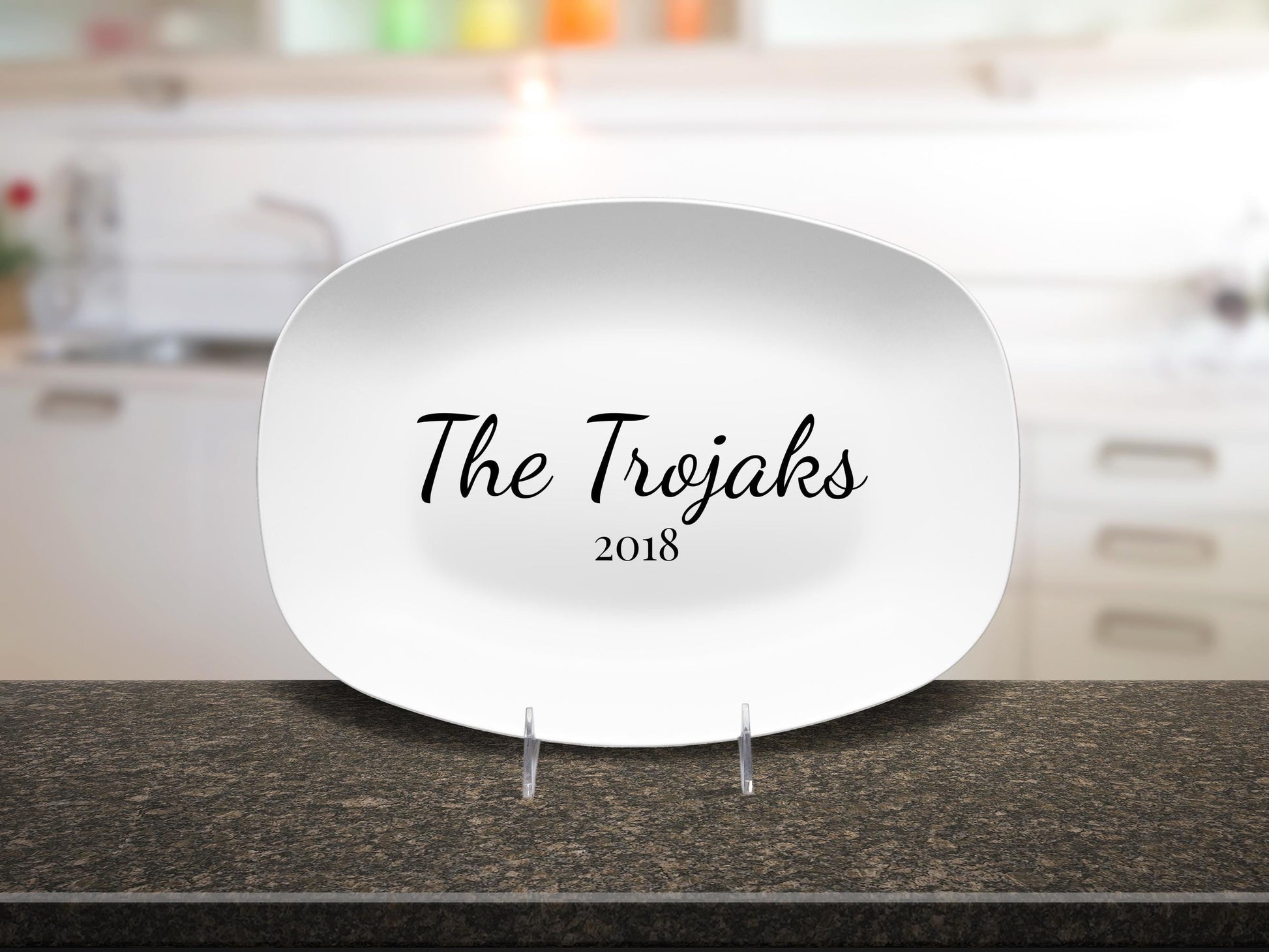 Personalized Family Name Serving Platter, Custom Last Name Plate with Established Year, Wedding & Anniversary Gift Keepsake