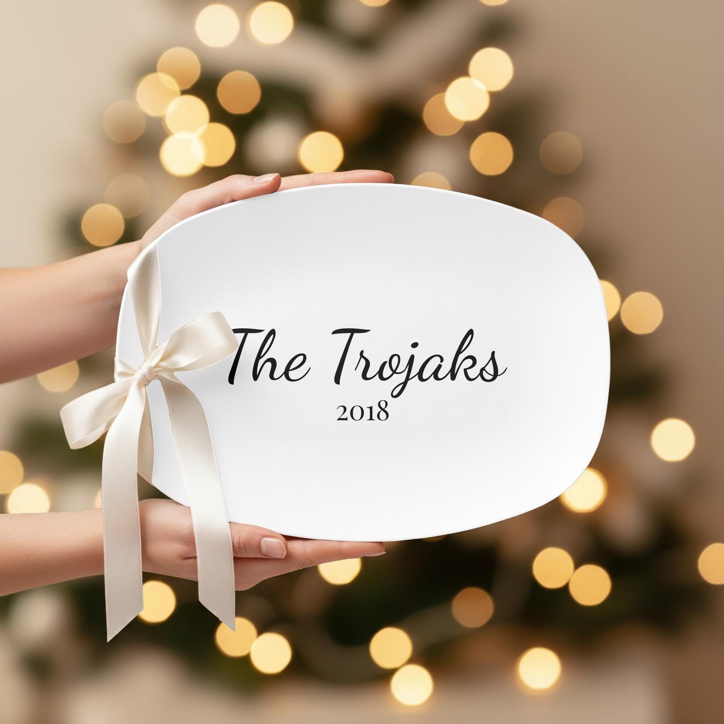 Personalized Family Name Serving Platter, Custom Last Name Plate with Established Year, Wedding & Anniversary Gift Keepsake