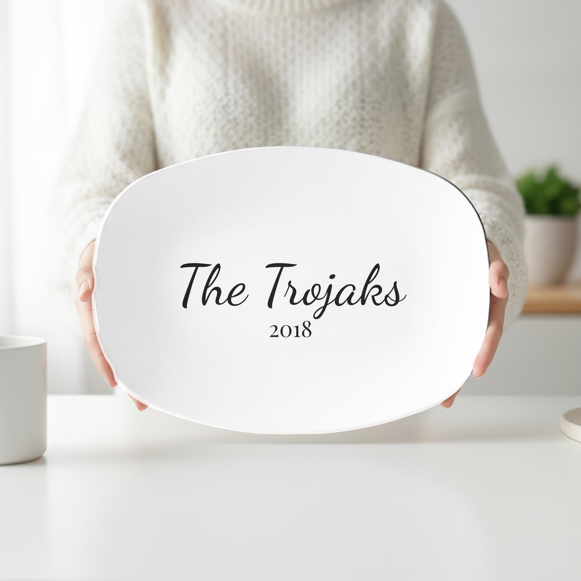 Personalized Family Name Serving Platter, Custom Last Name Plate with Established Year, Wedding & Anniversary Gift Keepsake